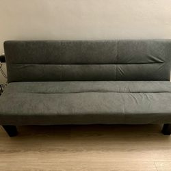 Sofa Bed Studio Futon, Gray Linen Upholstery