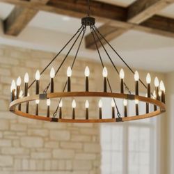 48” WHEEL CHANDELIER WITH 24 LIGHTS 