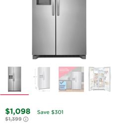 Frigidaire 26 Cu. Ft. 36" Standard-Depth Side-by-Side Refrigerator