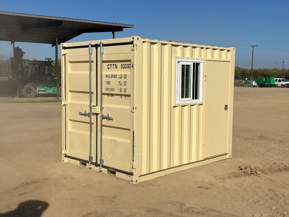 2025 10' CARGO CONTAINER, front door w/lockbox, side door, security window. --(LOCATED IN MADERA, CA)--