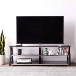 New In Box - 60" Wide Silver/Matte Black Coaster TV Stand Console!