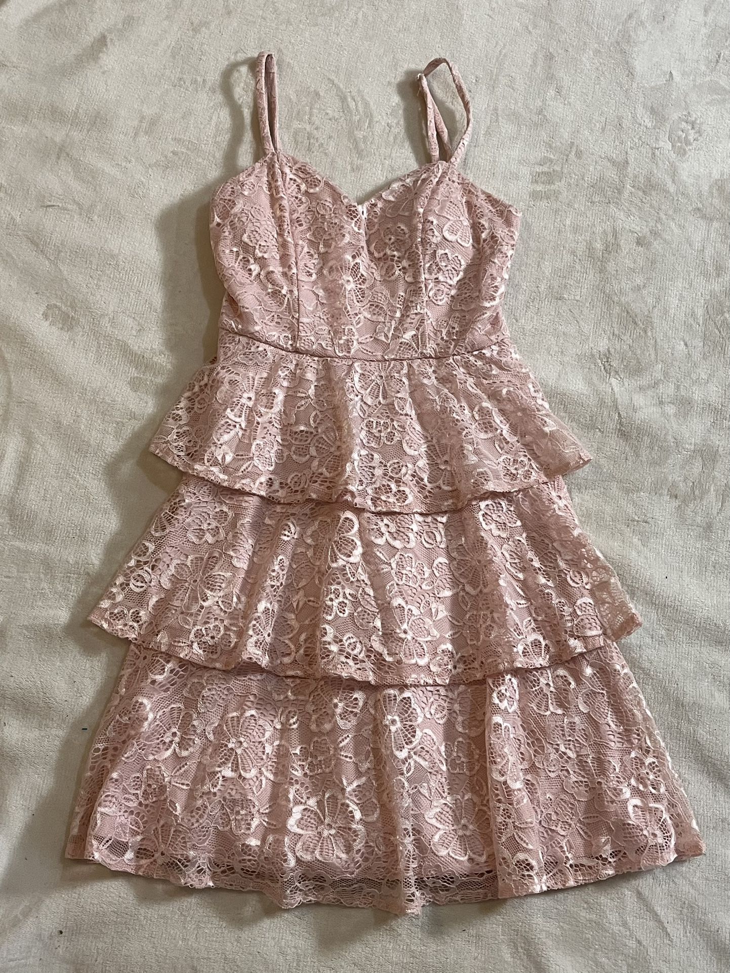 Pink By & By Ruffle Lace Dress Womens Sz XS