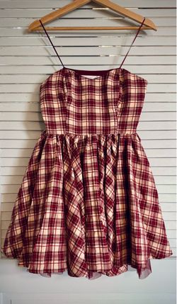 Red Plaid Mini Dress Strapless