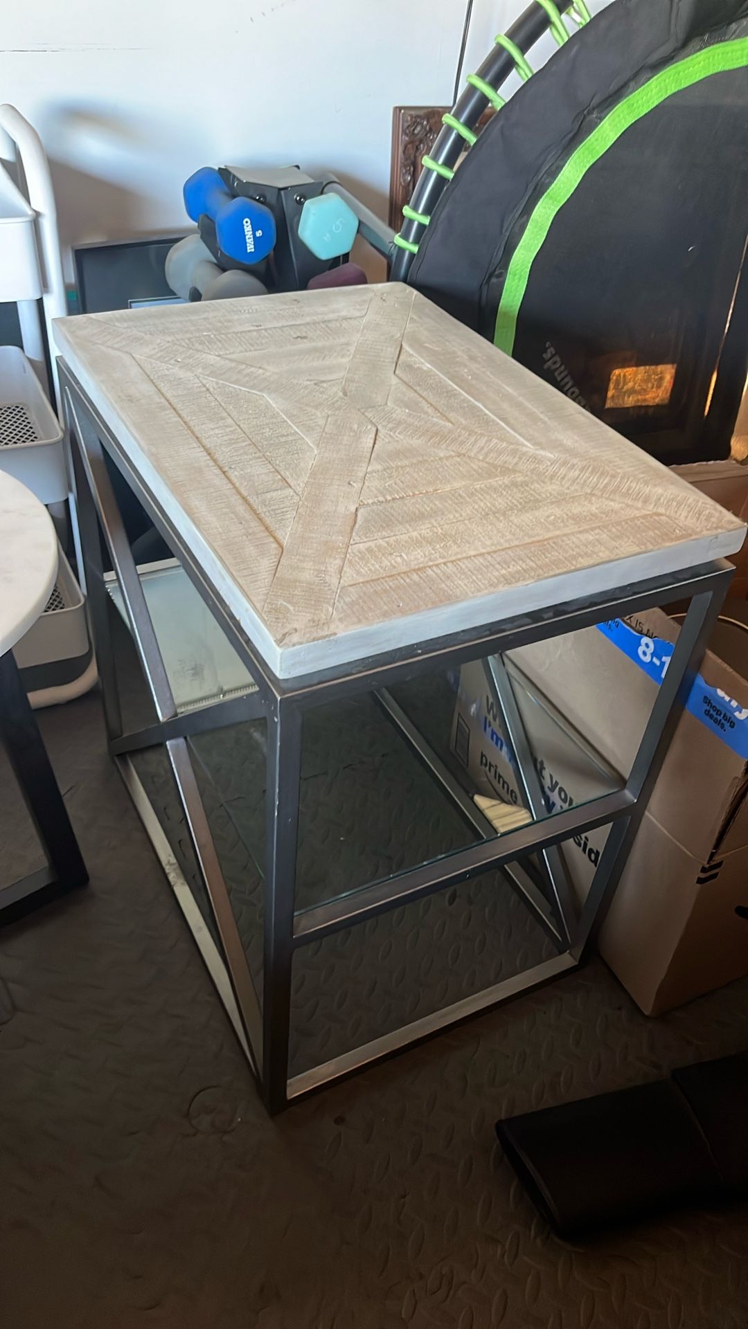 Rectangular End Table With Glass Shelf