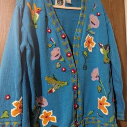 Storybook Knits Sweater Floral And Birds