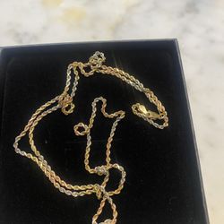 Tri-color Solid Rope 10k Gold 