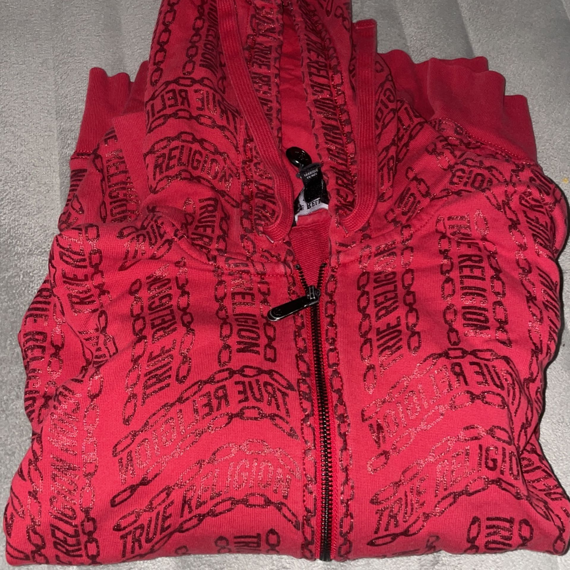 Men’s Red True religion Hoodie And Jogger Set