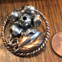 Vintage sterling/copper brooch