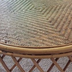 🌺 Round Rattan Bamboo Center Table 