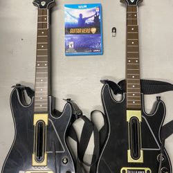 Nintendo Wii U Guitar Hero Live Video Game With 2 Guitars And ONLY 1 Dongle For Sale $150. OBO Tested