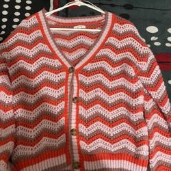 Pink Striped Cardigan