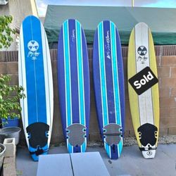 Wavestorm 8ft Foam surfboards with leaches, good condition, minimal wear, $160each