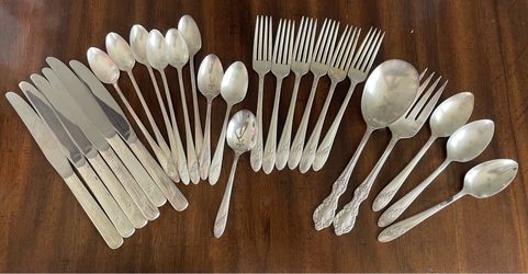 26 mixed silver plated silverware