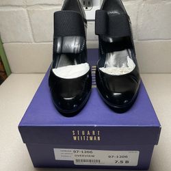 Stuart Weitzman Overview Jet Mirror 7.5 Black Patent Euc