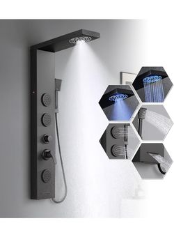 Matte Black Shower Panel for Bathroom - 5 In 1 Full Body Shower