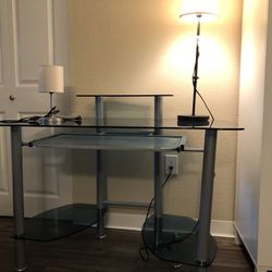 Beautiful Glass Desk With Shelf!