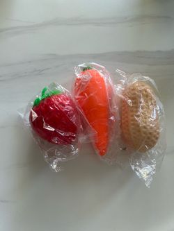 Strawberry, carrot, and peanut squishys