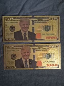 Trump $1000 Gold Foil Novelty Banknotes Set of 2