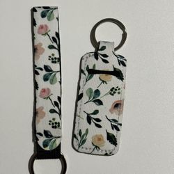 Flowers keychain Holder or Chapstick Holder