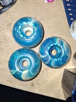Blue Swirl Skateboard Wheels Set of 3