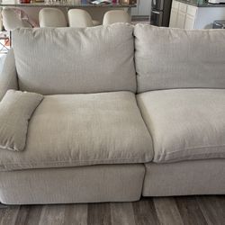 Cream Beige Ivory Reclining L- Sectional 