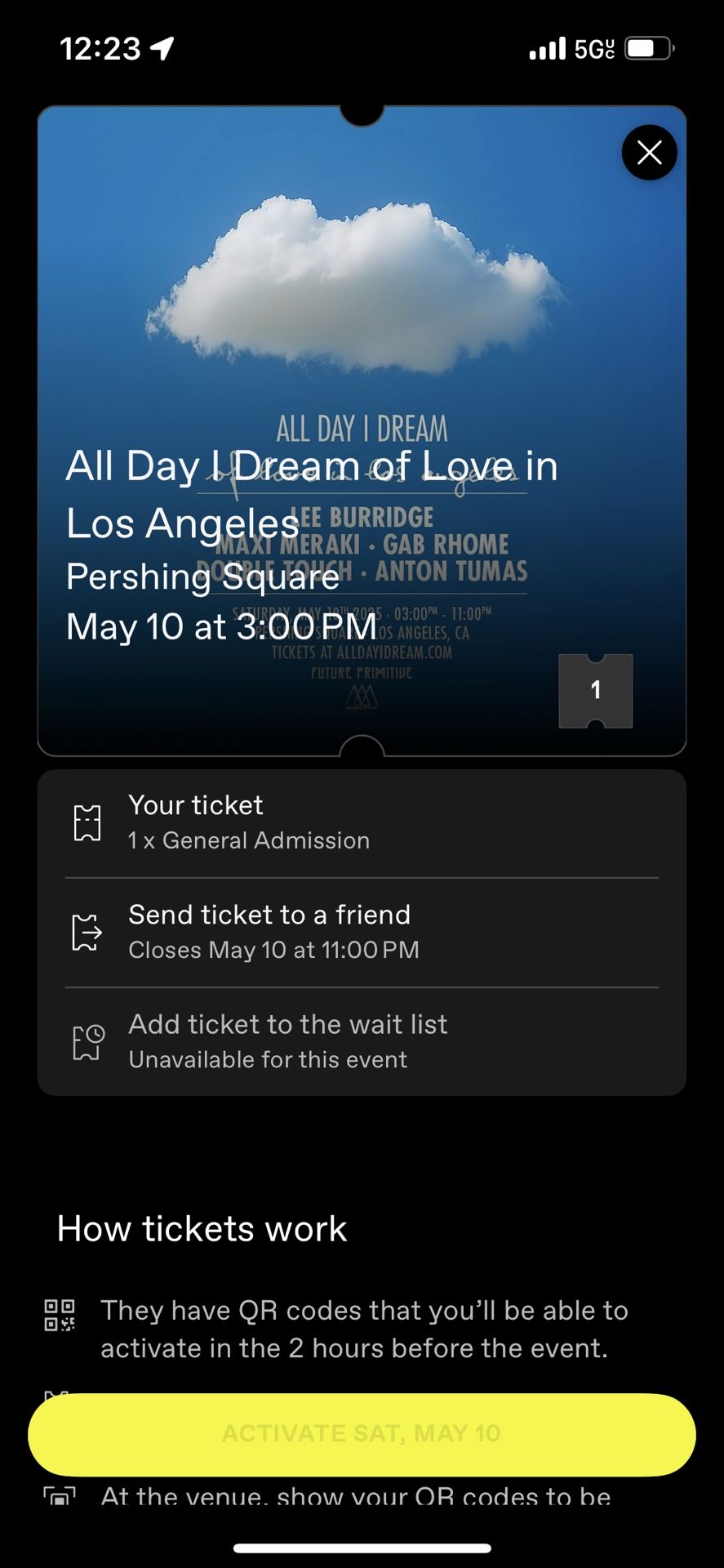 All Day I Dream Los Angeles Dice Show Tickets