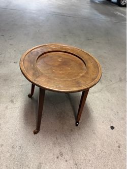Antique rotating wood table 21x21