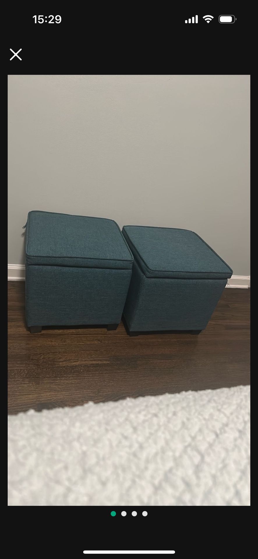 2 Navy Blue Ottomans