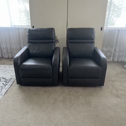 Set of 2 Very soft Aldryn Power Glider Recliner Chairs made with Top Grain Leather.