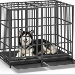 54 Inch Heavy Duty Dog Crate, Indestructible Escape-Proof Dog Kennel for High Anxiety Large Dogs, 