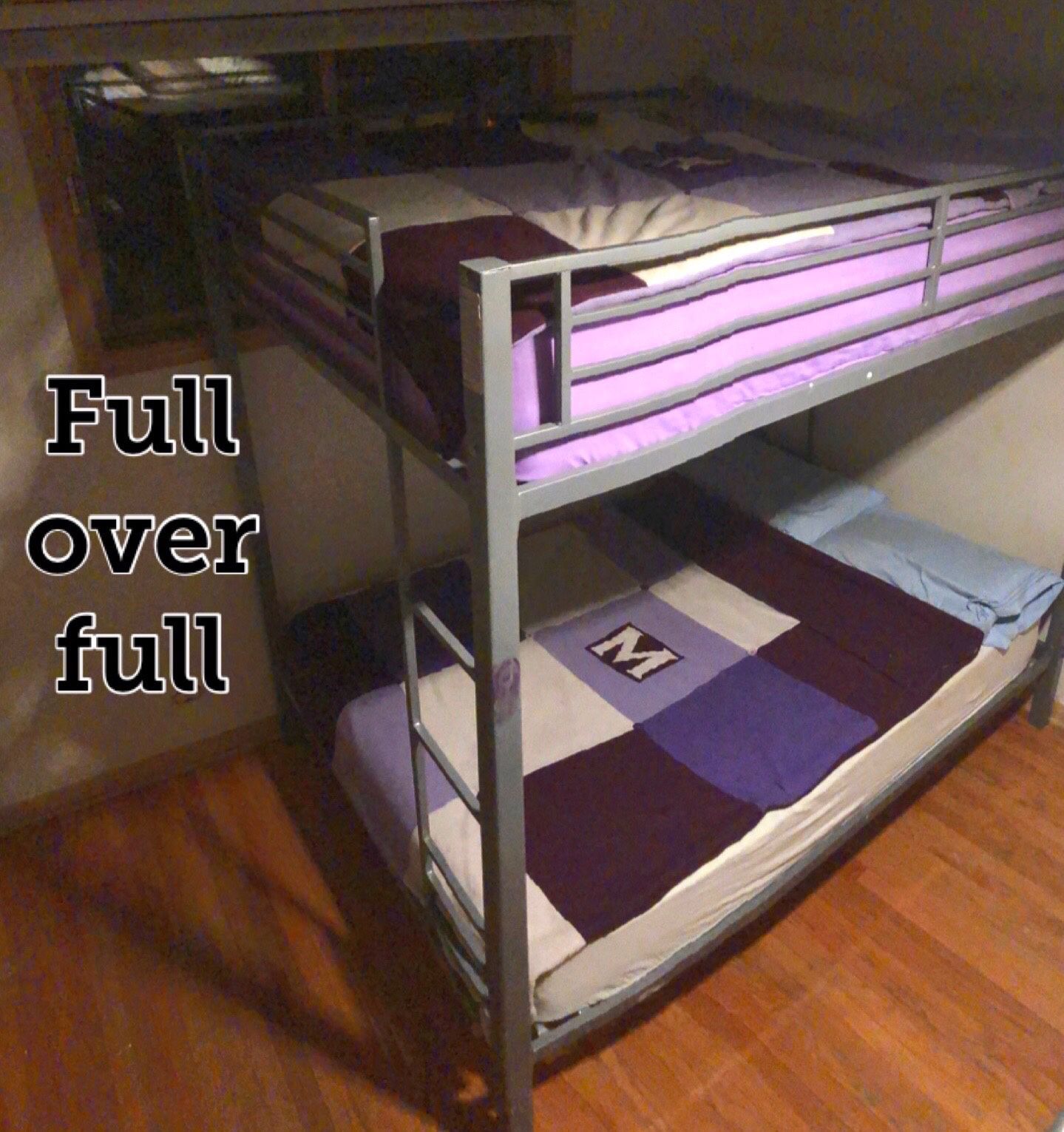 Full over full bunk beds with mattresses
