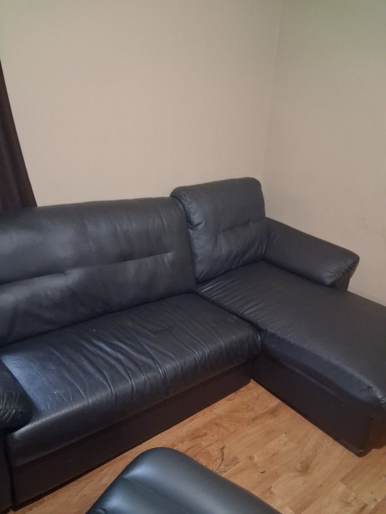 Black Leather Sectional