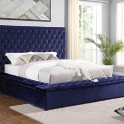 Brand New Blue Queen Size Storage Bed Frame
