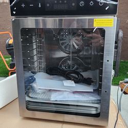 Food Dehydrator, 1000W Electric Dryer in Silver with Adjustable Temp, 24-Hr Timer for Jerky, Fruits, Veggies