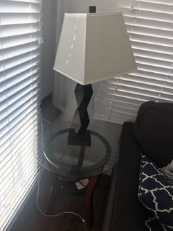 Coffee table and lamp