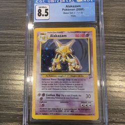 2000 Alakazam 1/130 Holo Rare - CGC 8.5 - Base Set 2 Pokemon TCG - Blue Label 