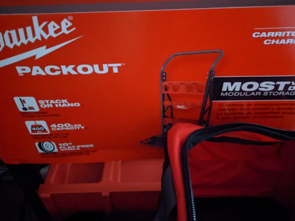 Milwaukee Packout Two Wheel Cart, Packout Tool Boxes, Packout Tool Bag.