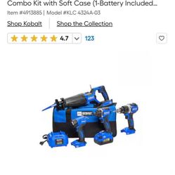 Kobalt 24-volt 4-Tool Brushless Power Tool Combo Kit with Soft Case (1-Battery Included and Charger