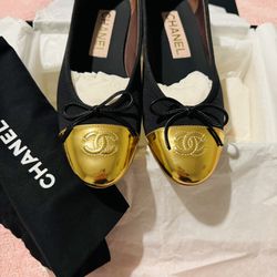 Chanel Ballet Flat Limited Edition Shoes CC Fashionable Slide Flats 