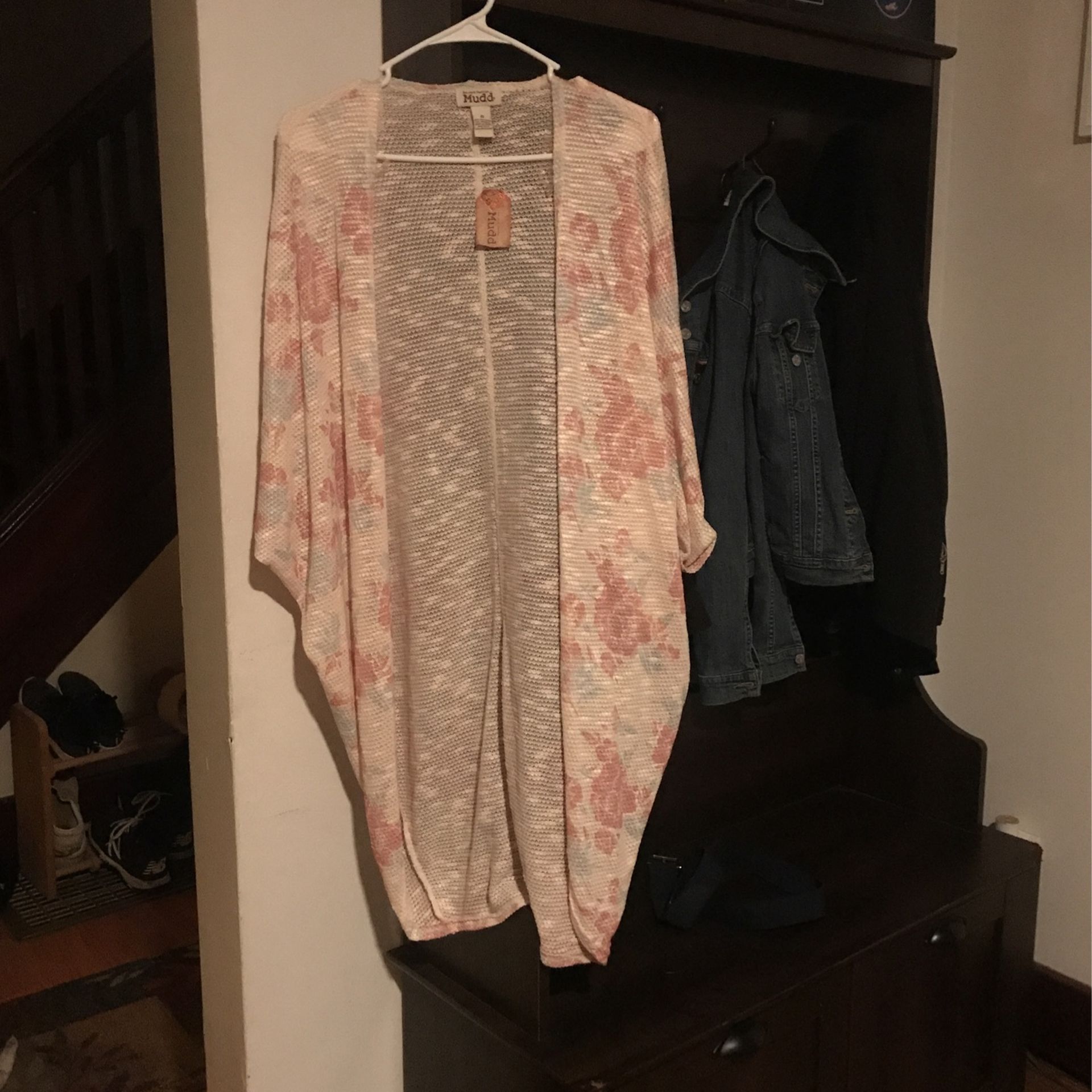 Womens Floral Sheer Cardigan