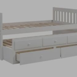 Bed Twin With Trundle  White