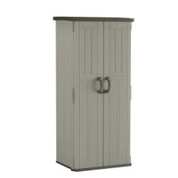 Vertical Gray Plastic Resin Storage Shed