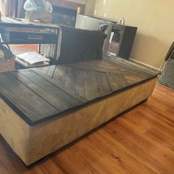 Large Wood Storage Ottoman Chest 