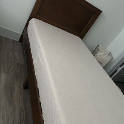 Costway Twin Size  Slat High  Bed in Walnut