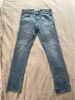 Guess light blue moto jeans