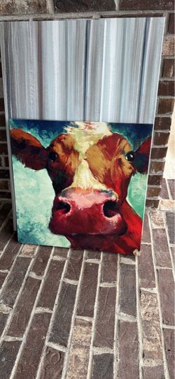 Cow Portrait Wall Art on Metal Panel