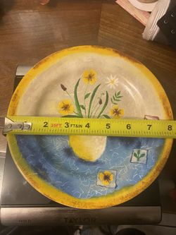 4 Floral Appliqué Salad Plates By Sakura
