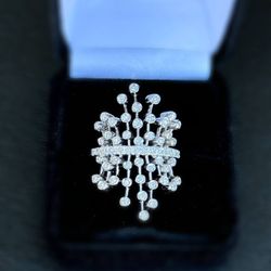 18k white gold 2CTW natural diamond fashion cage cocktail ring sz7