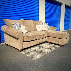 Beige Microfiber Reversible Sectional Sofa