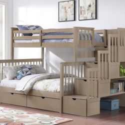 TWIN/FULL STEP BUNK BED